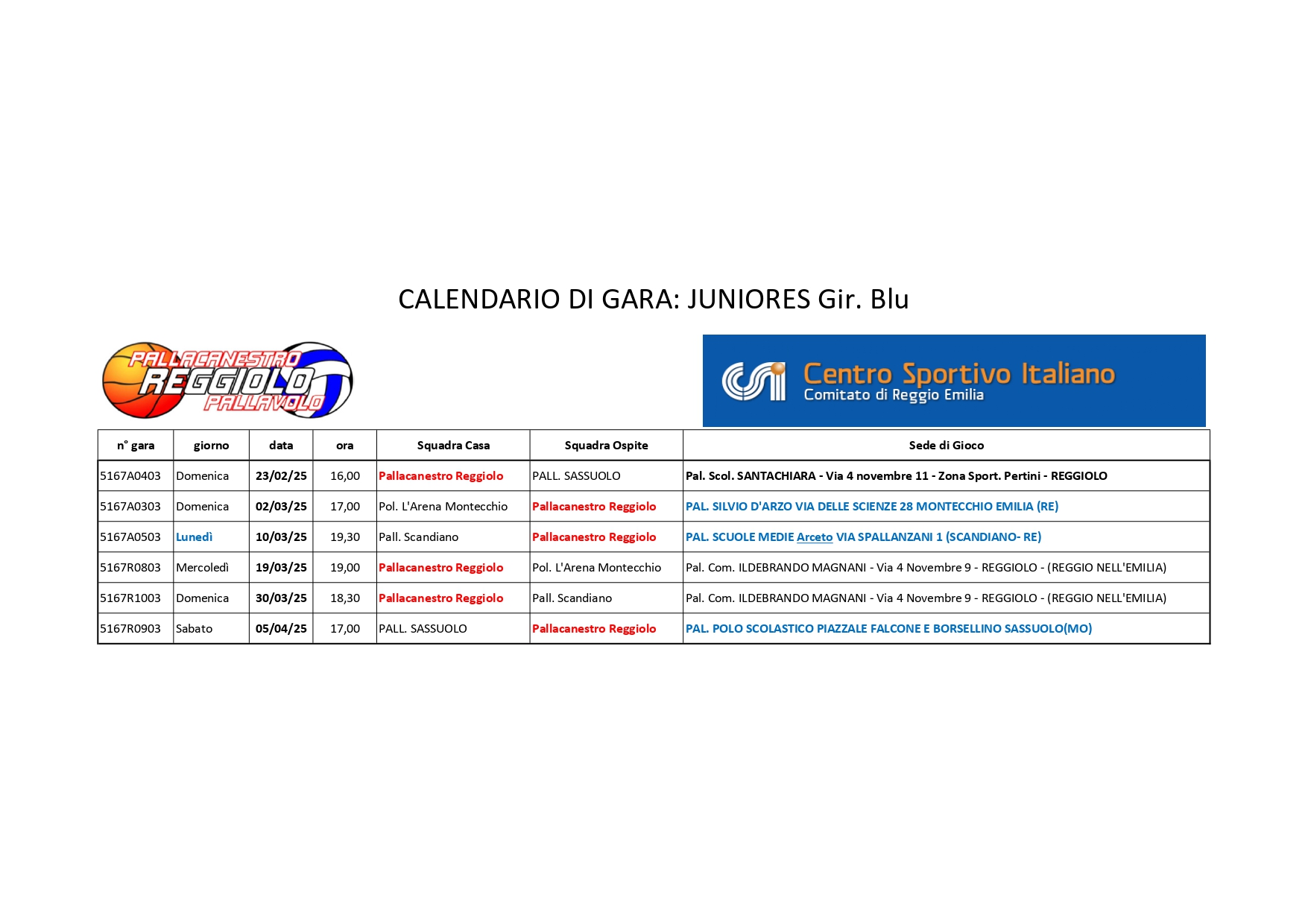 Calendario JCSI