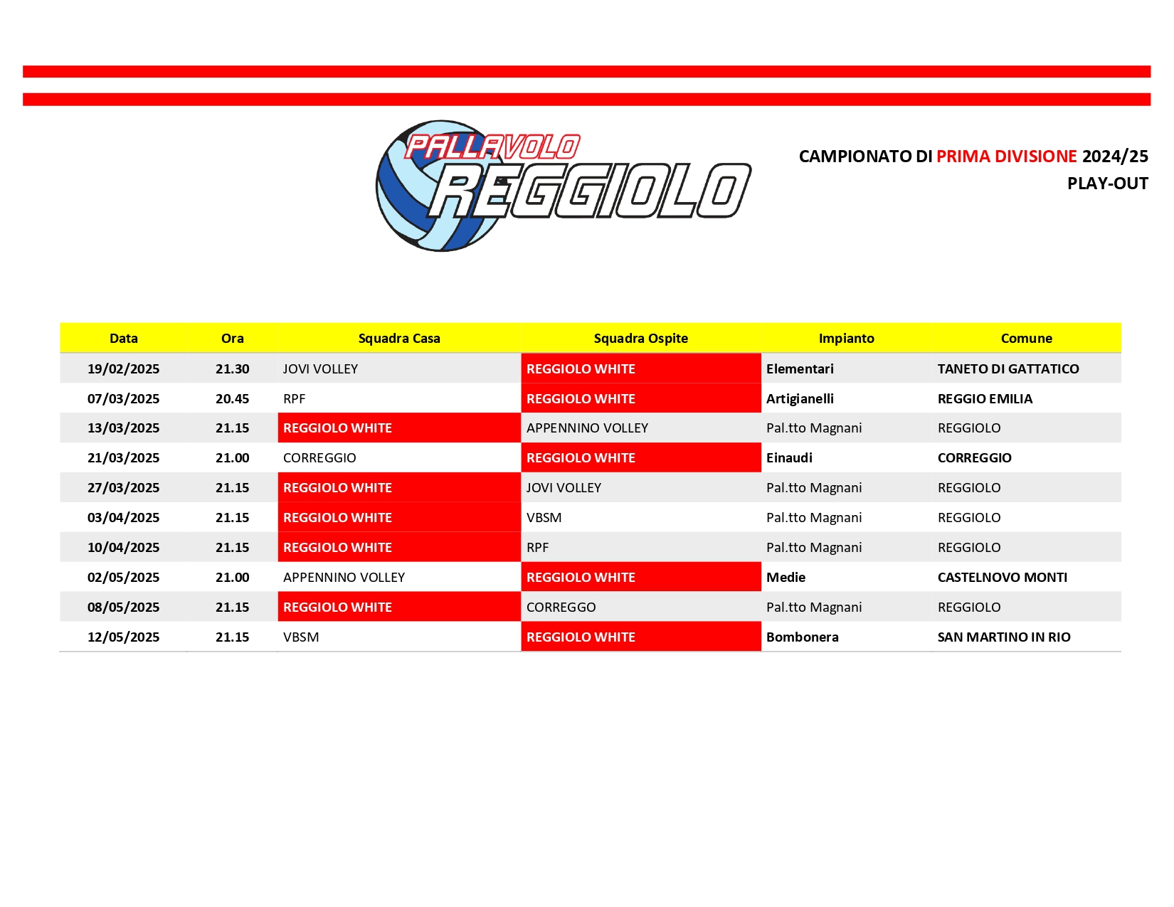 Calendario 1Div